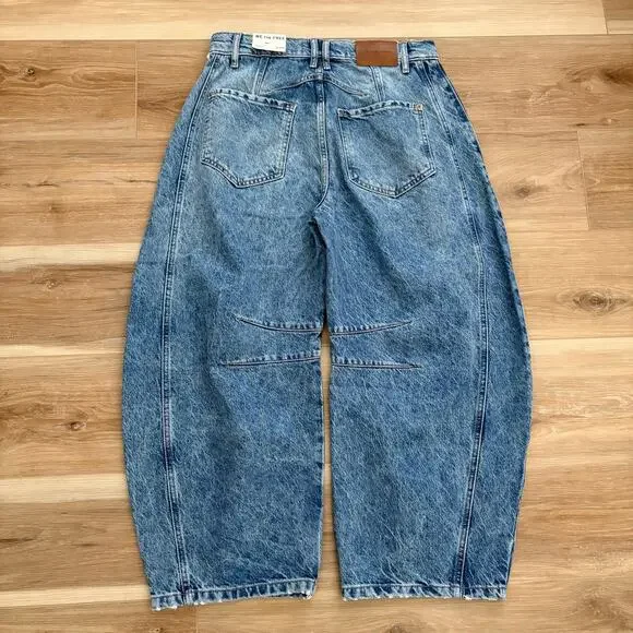 Free People We The Free Good Luck Mid-Rise Barrel Jeans 27 SHORT - Picture 8 of 10